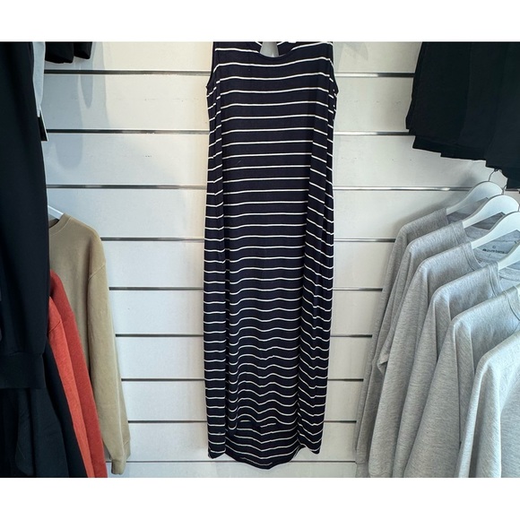 C&C California Jersey Knit Dress. Navy with white stripes. Medium weight fabric. - Picture 2 of 5